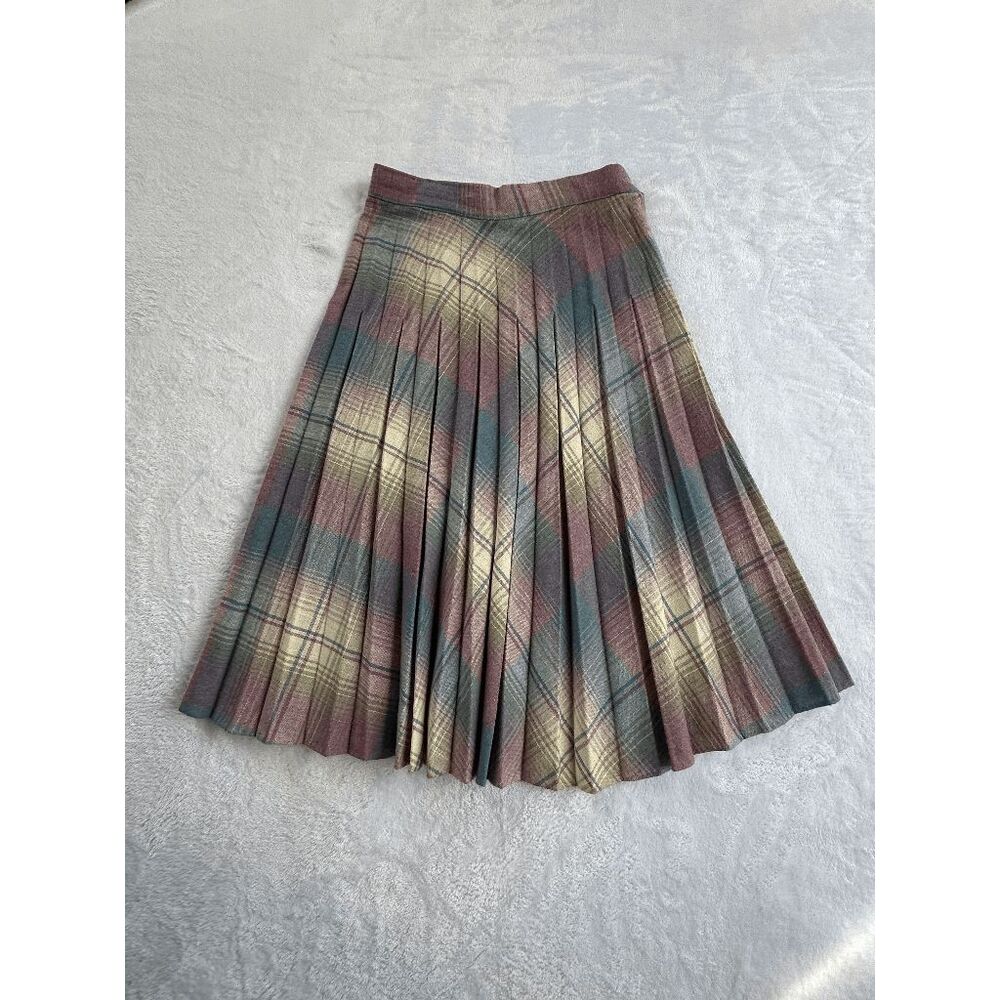 Vintage Pleated Midi Pastel Blue & Purple Skirt, Waist Size 27" Small (Read)